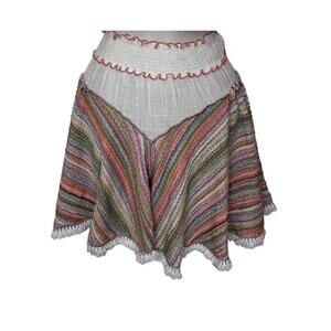 CHIO Di Stefania Multi Stripe Fringe Mini Skirt Sz Small